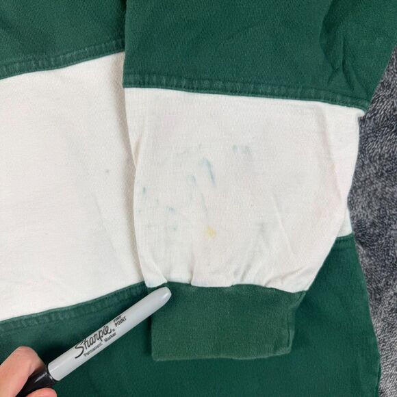 Vtg Guinness Embroidered Rugby Polo Long Sleeve Striped Men's L/XL* Green - Picture 5 of 14